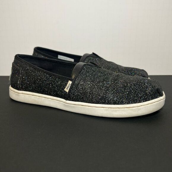 Girls TOMS Glitter Print Slip On Flat Shoes / Size 3 - Picture 1 of 9